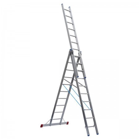 Mehrzweckleiter Industrieausführung 3-teilig, 41/47/53 cm breit mit Aussteifungsstreben an den Leiternteilen