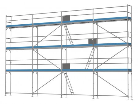 Traufseitengerüst 96 m² - 3,0 m Felder - 12 m lang - 8 m Arbeitshöhe