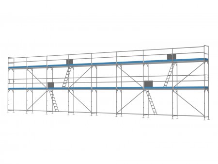 Traufseitengerüst 120 m² - 2,5 m Felder - 20 m lang - 6 m Arbeitshöhe