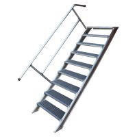 Treppe mit einseitigem Handlauf und Stahl Gitterrost-Stufen